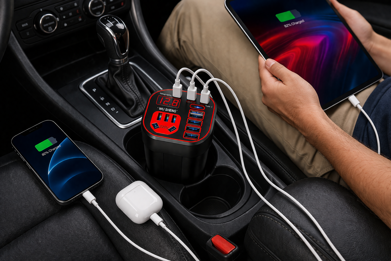 Cargador Inversor Portátil Auto 220V